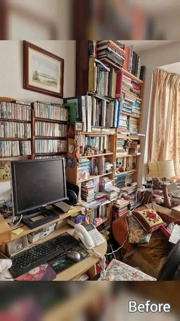 House clearance — study full of books before the team clears it